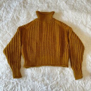 H&M Yellow Cropped Baggy Fall Sweater S
